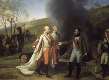 obraz Antoine’a-Jean’a Gros’a przedstawia spotkanie Napoleona z cesarzem Franciszkiem po bitwie pod Austerlitz