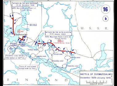 mapa bitwa pod Suomussalmi, źródło: Wikimedia Commons
