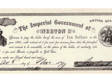 10 dolarów amerykańskich z wizerunkiem cesarza Nortona I
