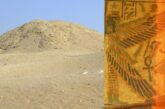 Pozostałości piramidy w Sakkarze i wizerunek bogini Neith. Źródło zdjęć Wikimedia Commons